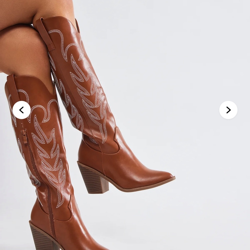 Fashion Nova Tan Heeled Boots